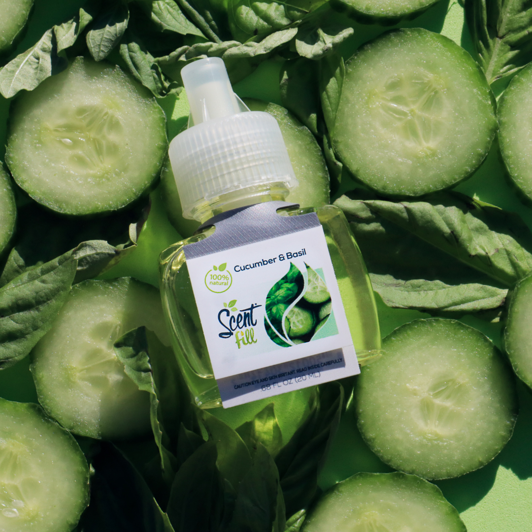 100% Natural Cucumber & Basil essential oil plug in refill air freshener