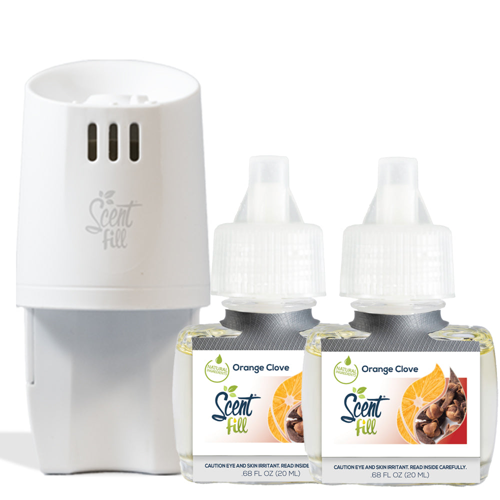 Natural orange clove air freshener starter kit 2 refills and a warmer