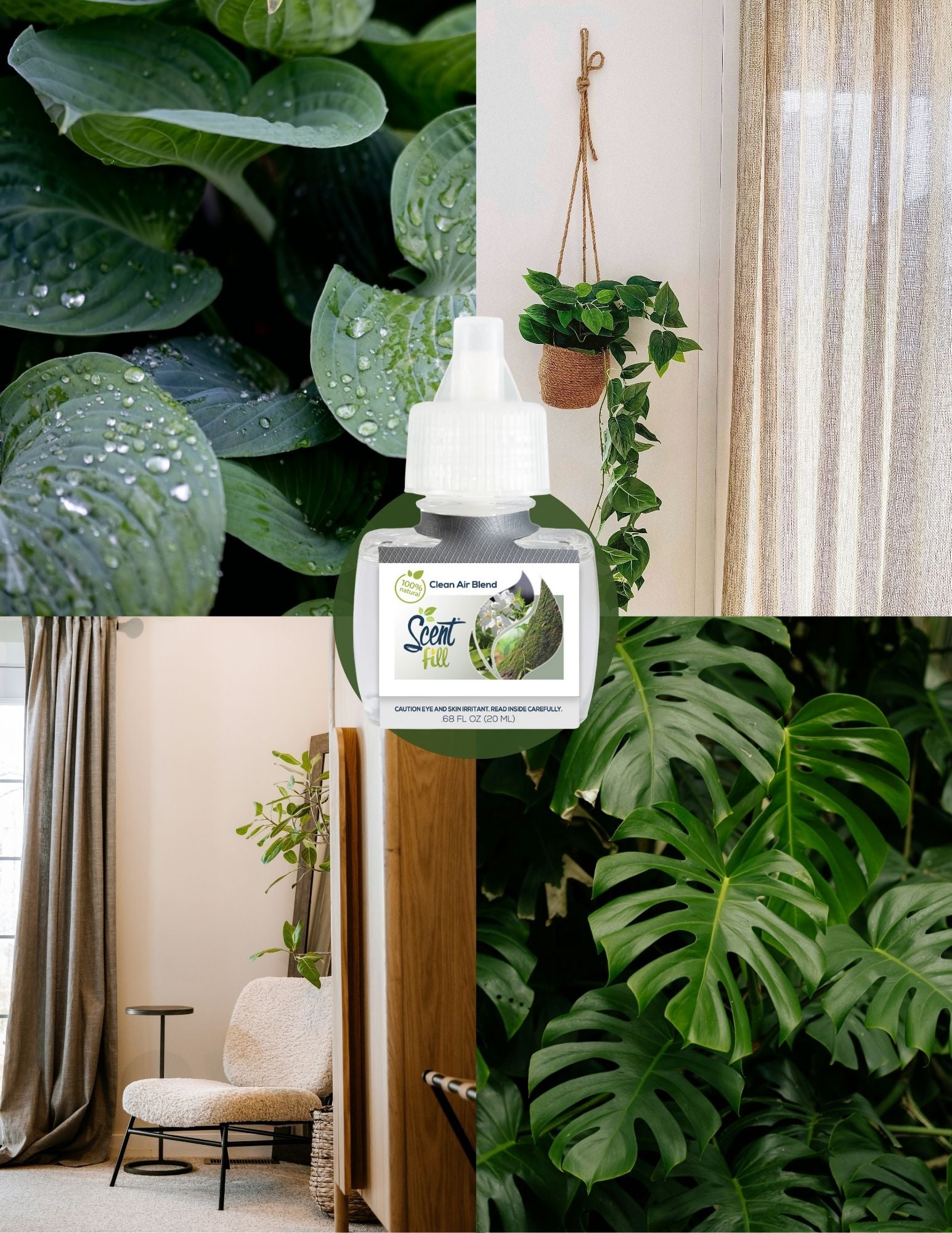 100% Natural Clean Air Blend Plug in Air Freshener Refill