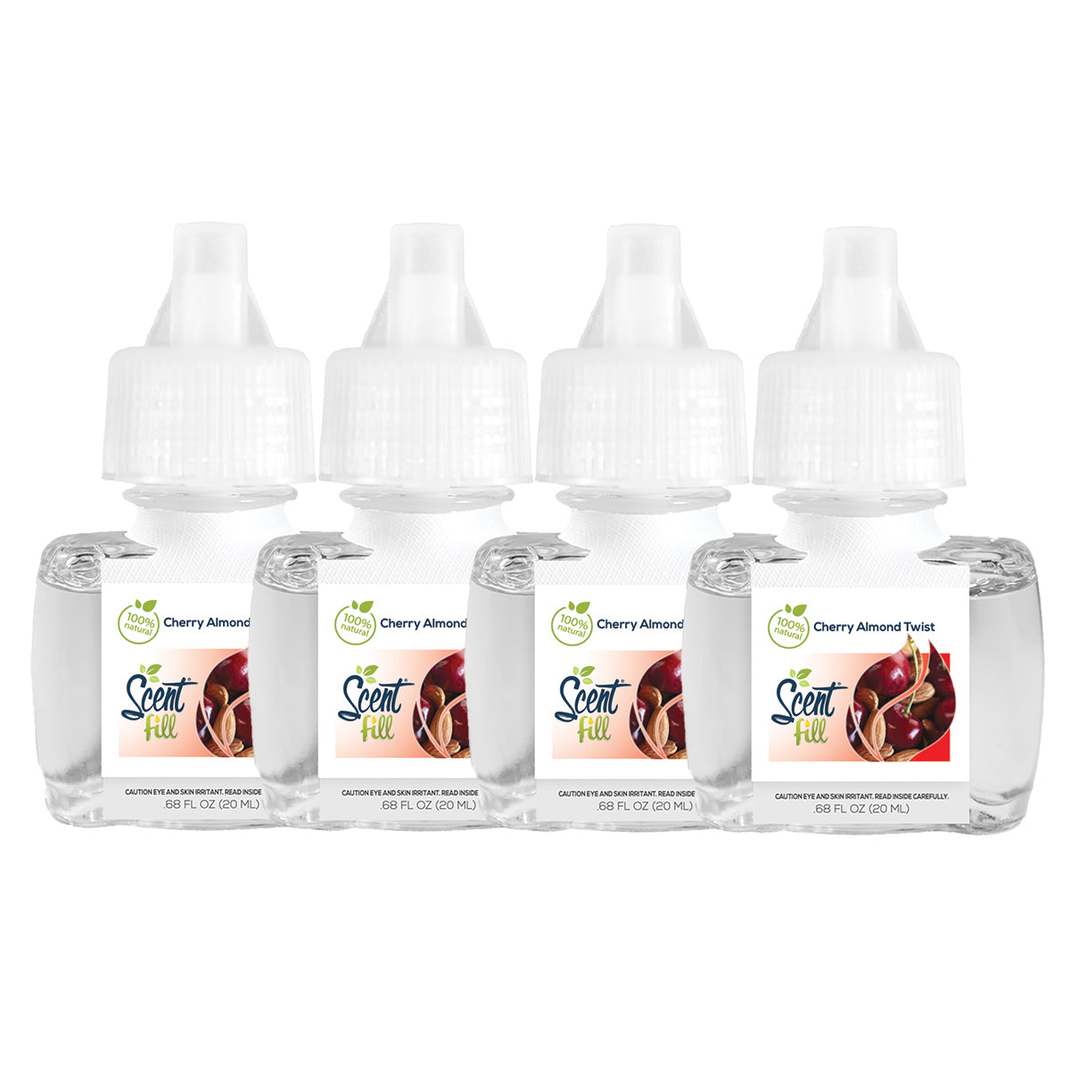 100% Natural Cherry Almond Twist Plug in Air Freshener Refills, 4 Pack