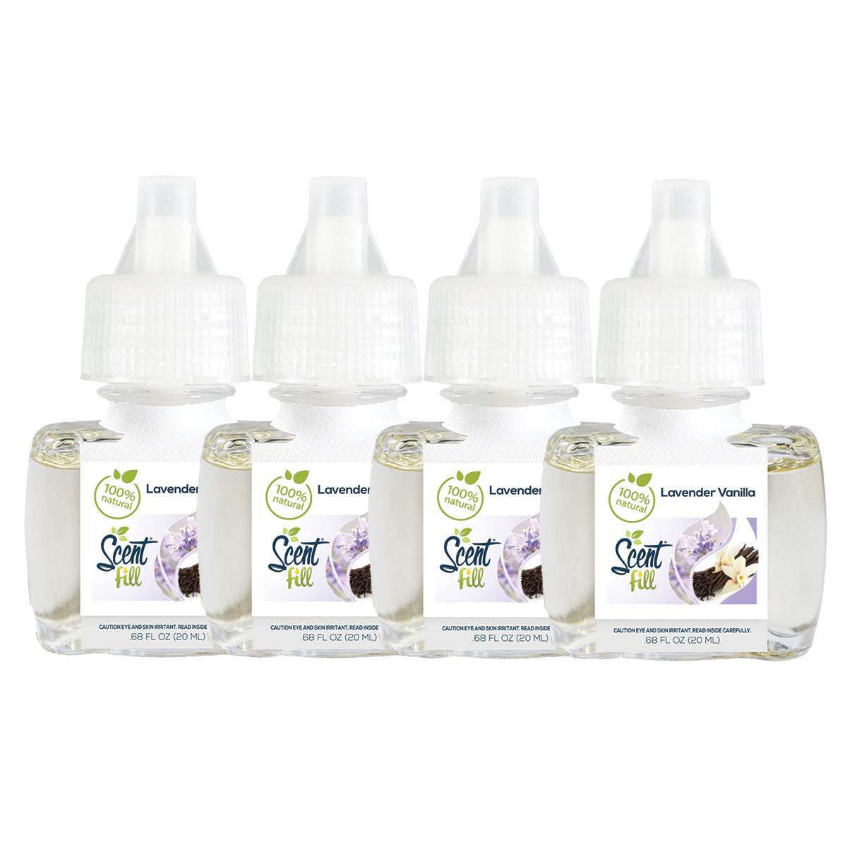 100% Natural Lavender Vanilla Plug in Air Freshener Refills, 4 Pack