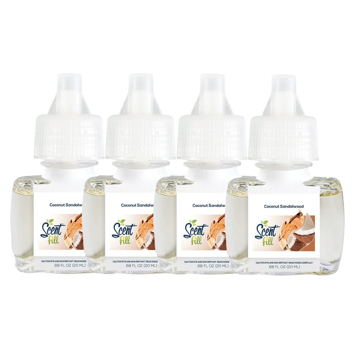 Coconut Sandalwood Plug in Air Freshener Refills, 4 Pack