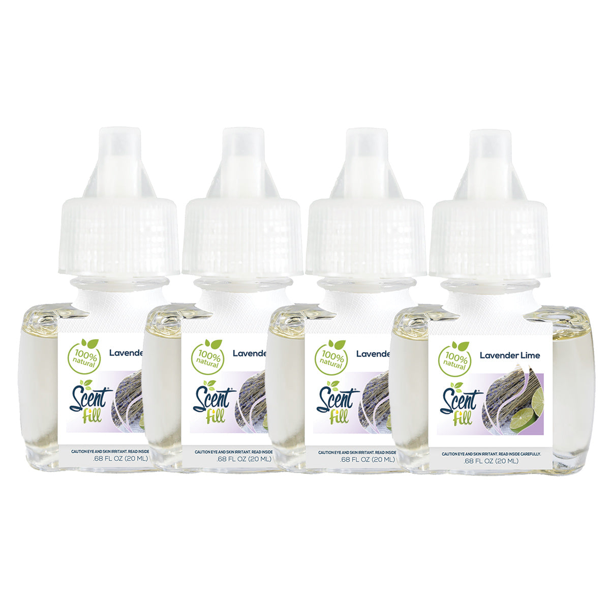 100% Natural Lavender Lime Plug in Air Freshener Refills, 4 Pack