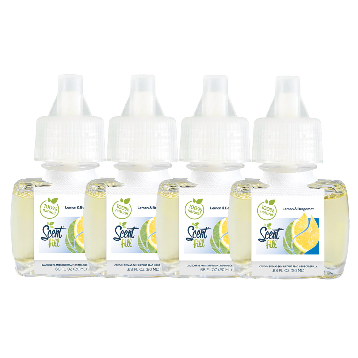 100% Natural Lemon & Bergamot Plug in Air Freshener Refills, 4 Pack