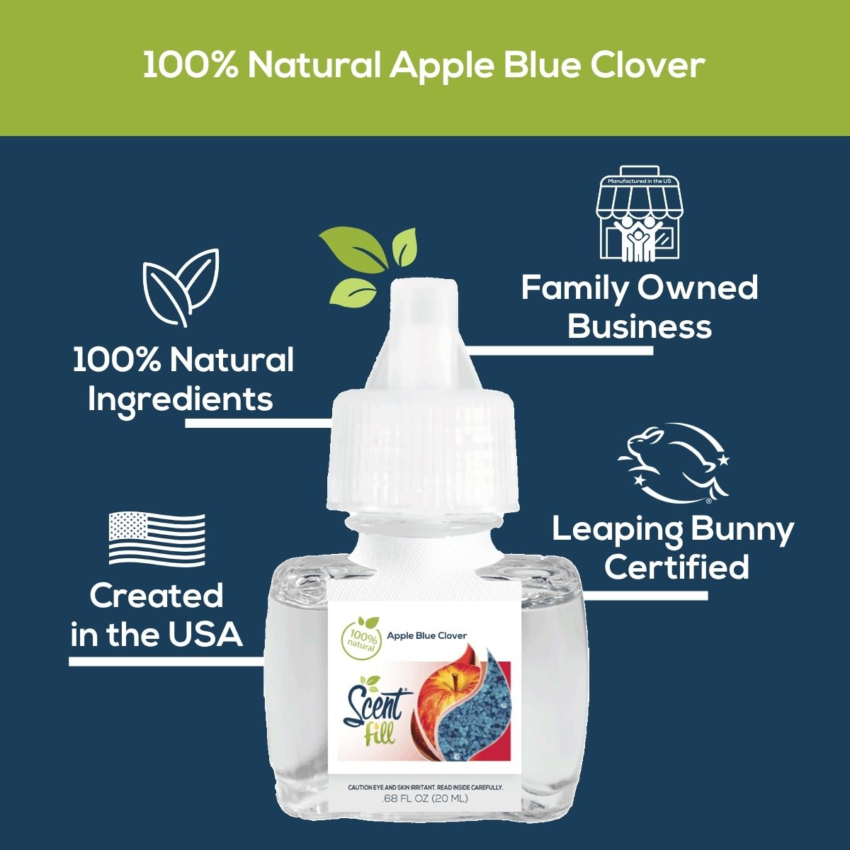100% Natural Apple Blue Clover Plug in Air Freshener Refill 100% Natural Apple Blue Clover Plug in Air Freshener Refill