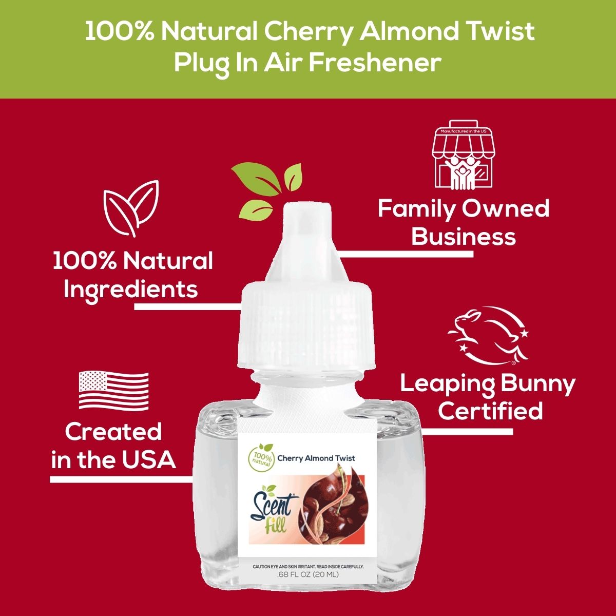 100% Natural Cherry Almond Twist Plug in Air Freshener Refill