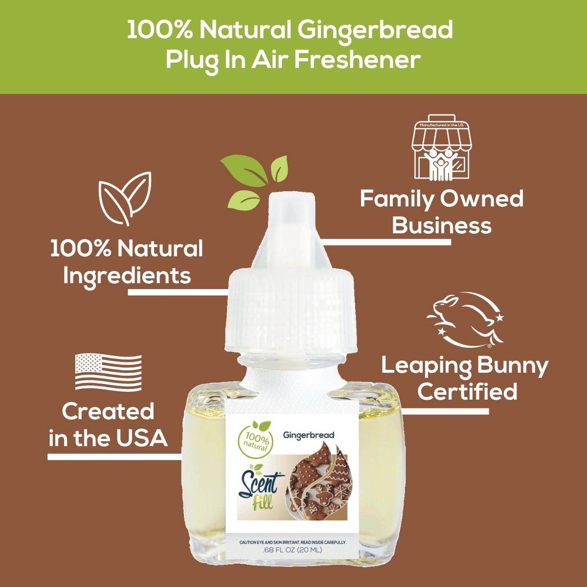 NEW! 100% Natural Gingerbread Plug in Air Freshener Refill