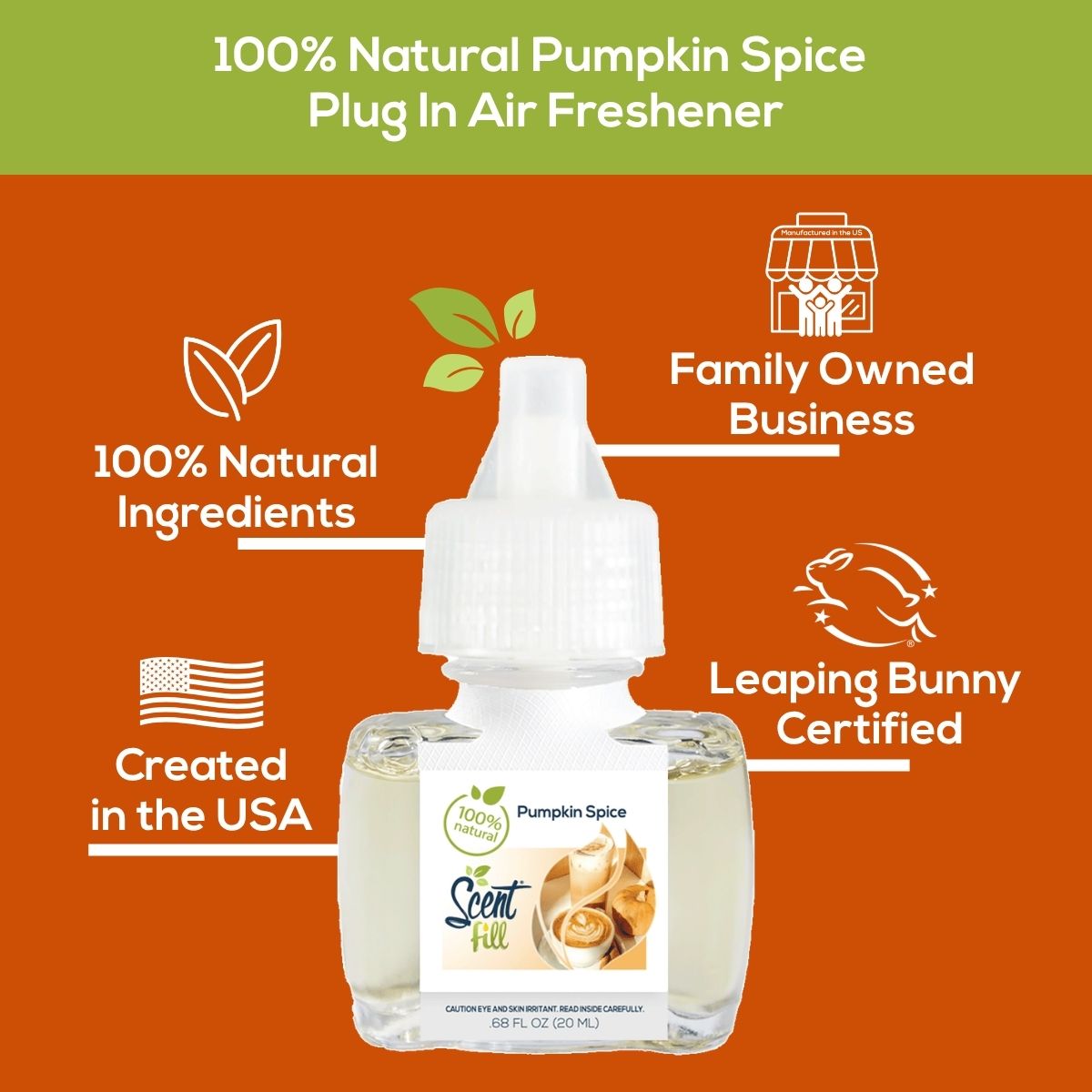 NEW! 100% Natural Pumpkin Spice Plug in Air Freshener Refill
