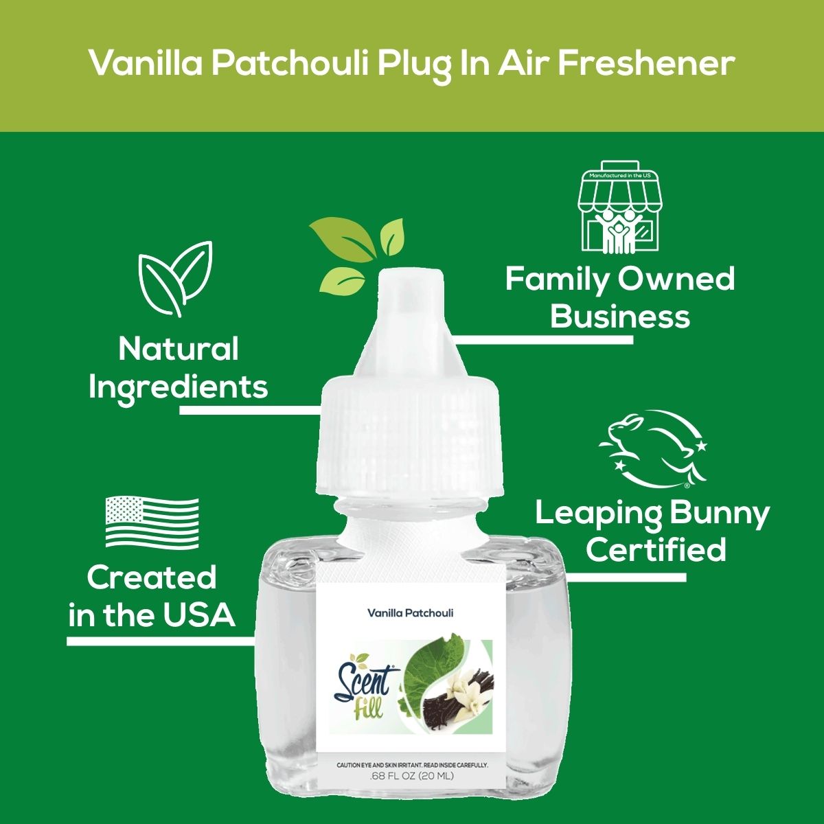 Vanilla Patchouli Plug in Refill Air Freshener- Fits Air Wick and more Scent Fill Vanilla Patchouli Plug in Refill Air Freshener- Fits Air Wick and more Scent Fill
