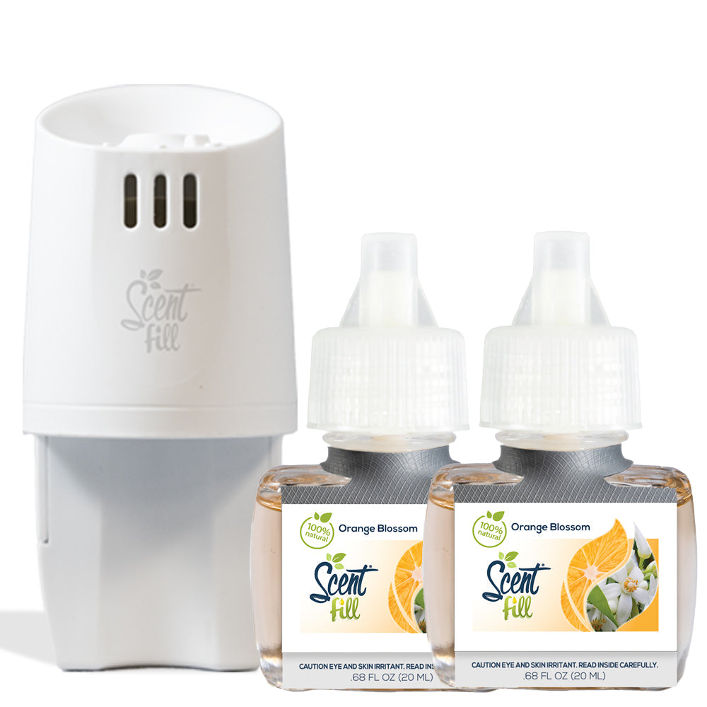 100% Natural Orange Blossom Plug in Refill Air Freshener Starter Kit 2 Refills and a Diffuser