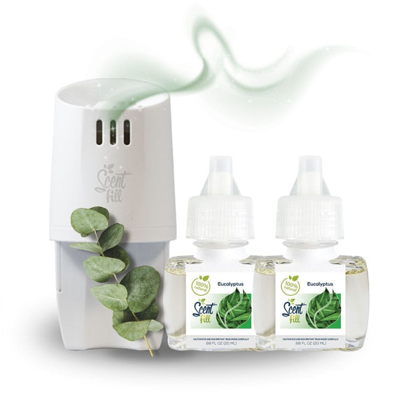 air diffuser for plants Scent Fill 100% Natural Eucalyptus Plug in Air Freshener Starter Kit, Scented Oil Refills, 2 Refills + Diffuser