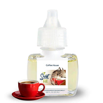 Coffee House plug-in refill bottle displayed with a red cup of coffee on a clean white background.