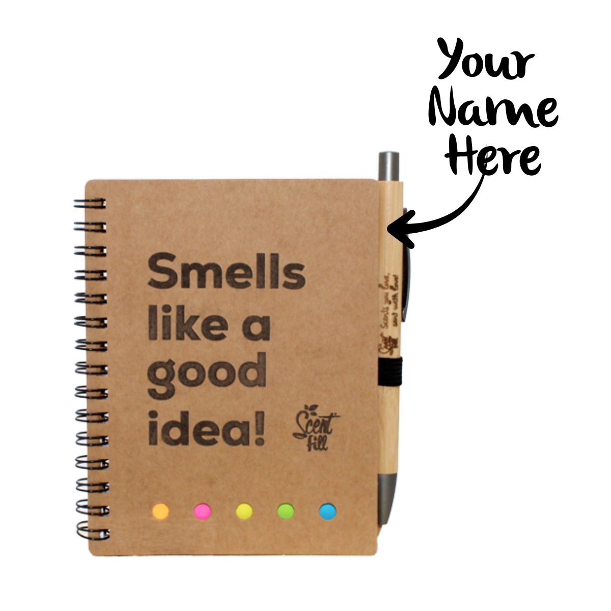 Scent Fill Eco Notebook + Personalized Bamboo Pen Set