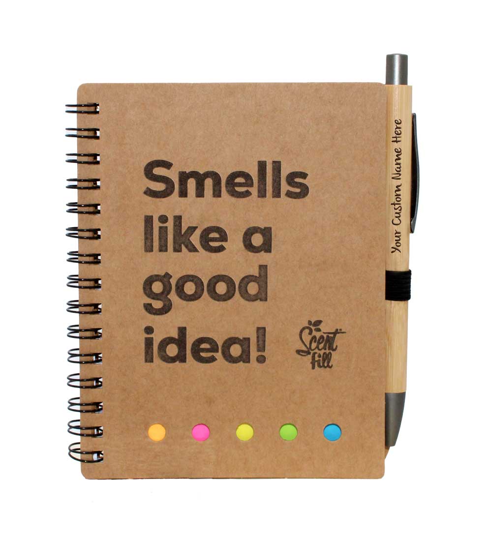 Scent Fill Eco Notebook + Personalized Bamboo Pen Set