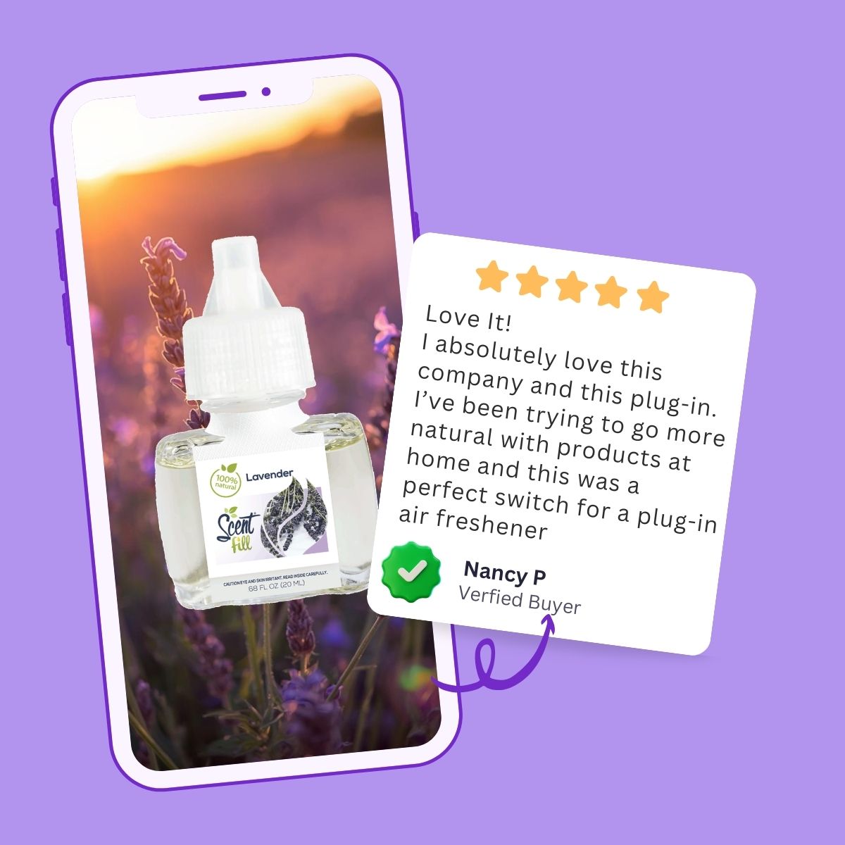 100% Natural Lavender Essential Oil Plug in Air Freshener Refill